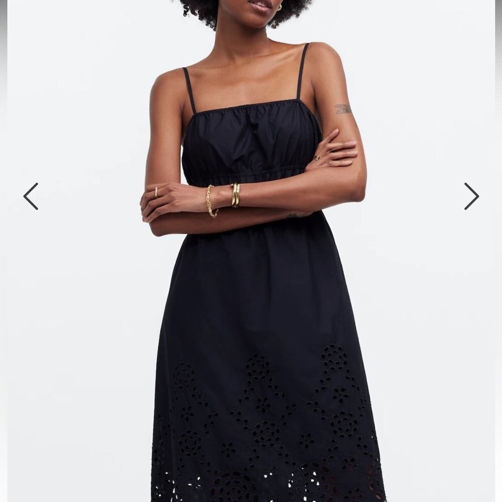 NWT Madewell Embroidered Tank Midi Dress in Poplin NS131 Black Sz 2 - Picture 4 of 9